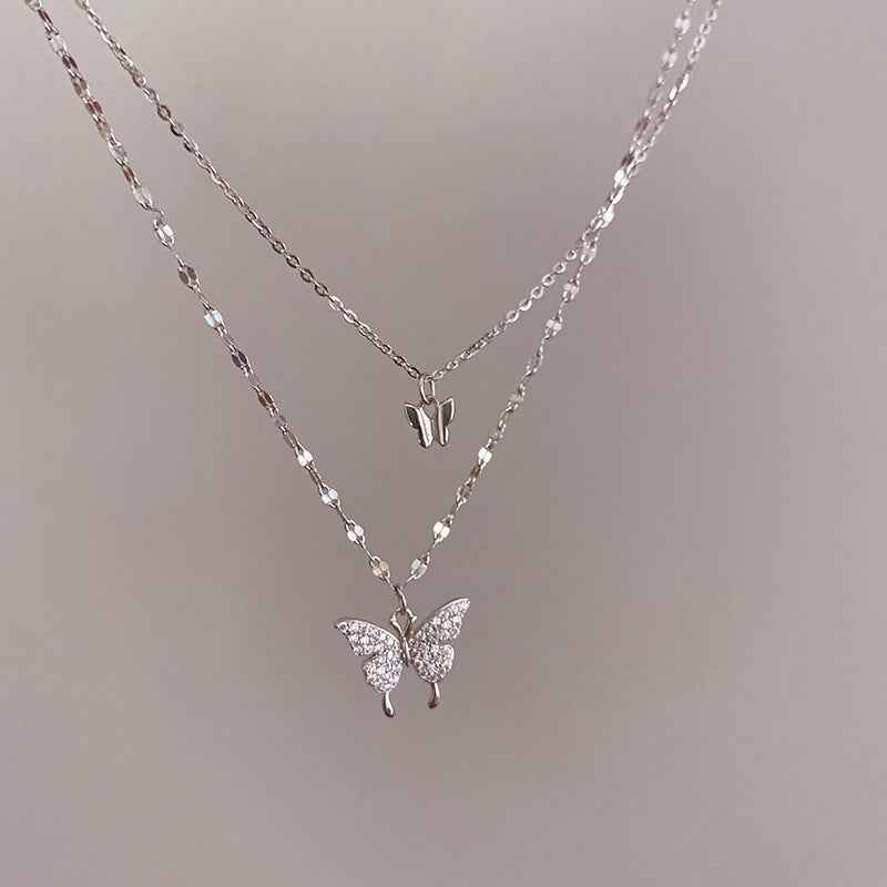 Fashion Jewelry Double Butterfly Necklace Gold Plated Butterfly Pendant Engagement Necklaces For Women Animal Jewelry Anniversary Gift