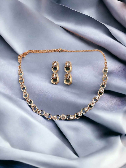 Rose Gold CZ Necklace & Earring Set - My Store