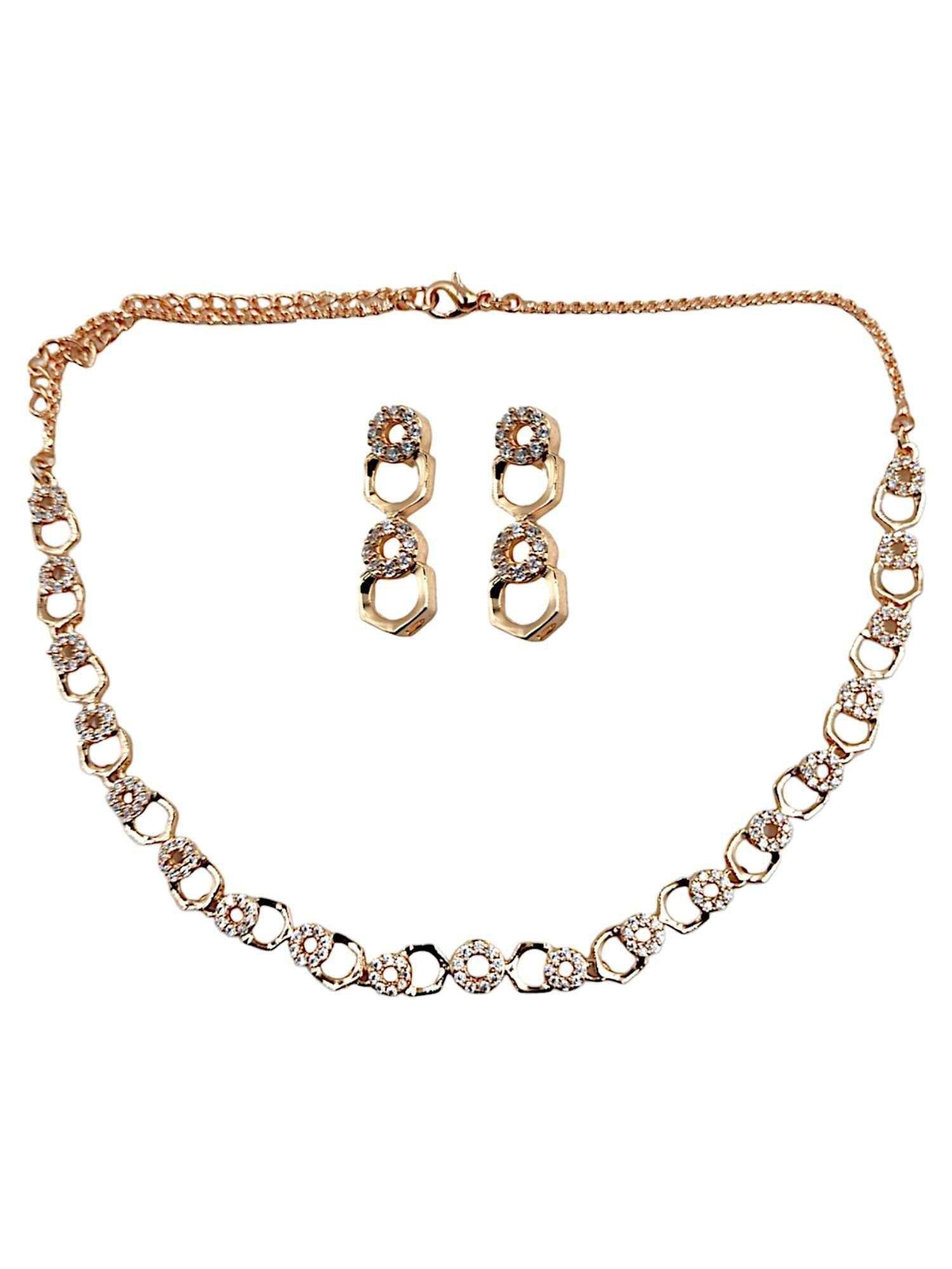 Rose Gold CZ Necklace & Earring Set - Norteast.style