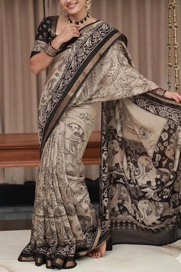 Anvi Saree - saffron - silk - foj6c