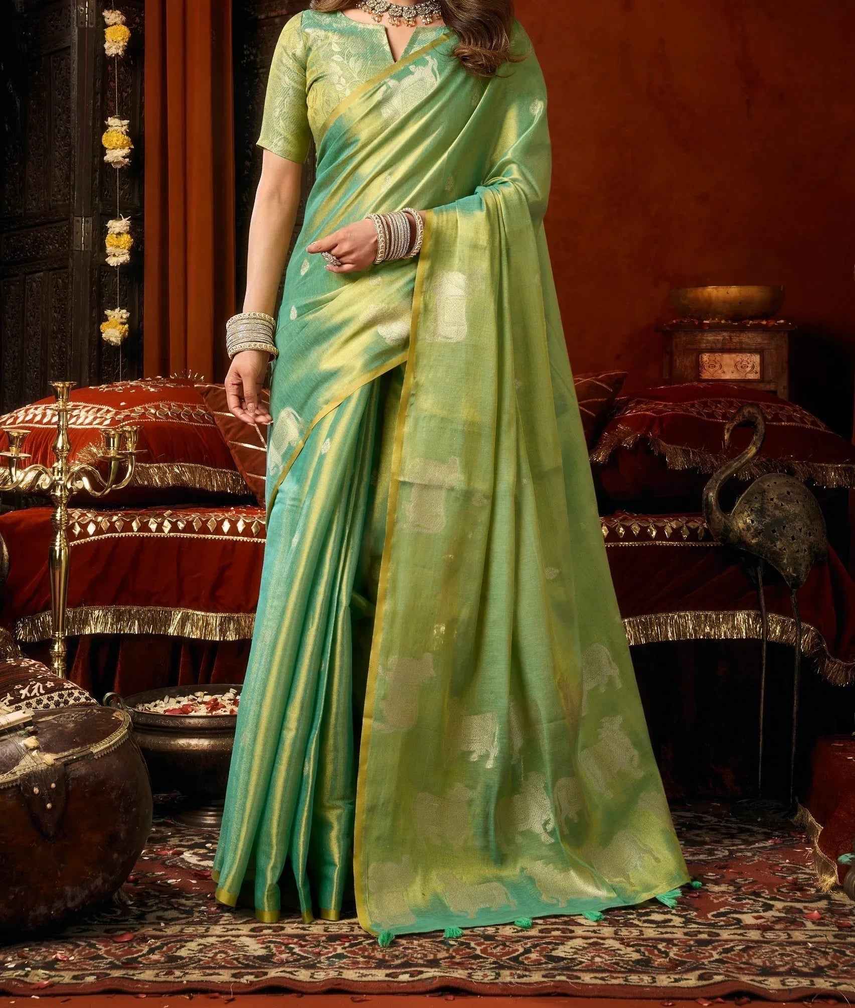 Kashvi Saree - saffron - silk - foj6c