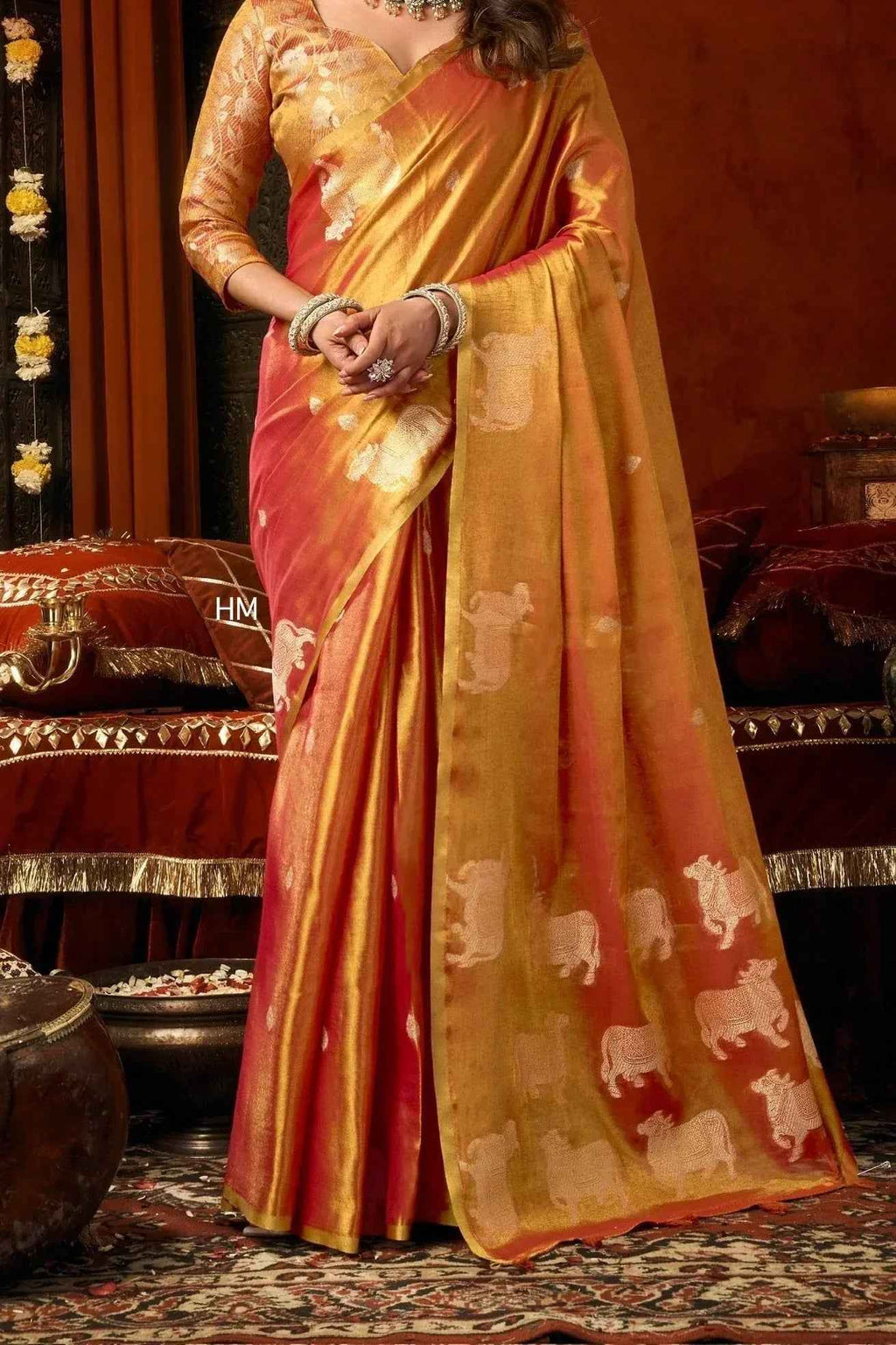 Kashvi Saree - saffron - silk - foj6c