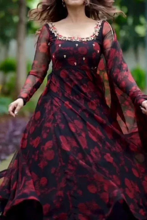 Noya Anarkali Gown - saffron - silk - foj6c