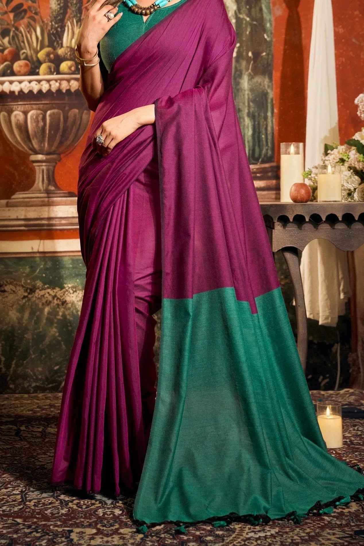 Riva Saree - saffron - silk - foj6c