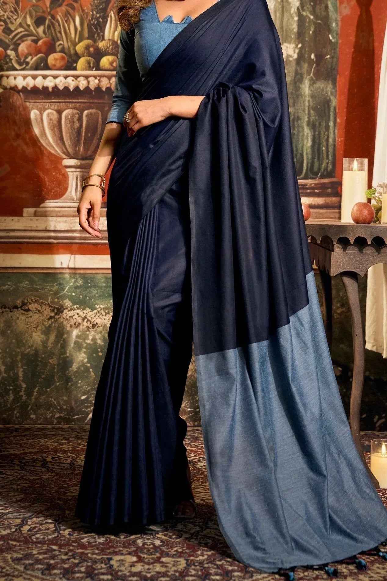 Riva Saree - saffron - silk - foj6c