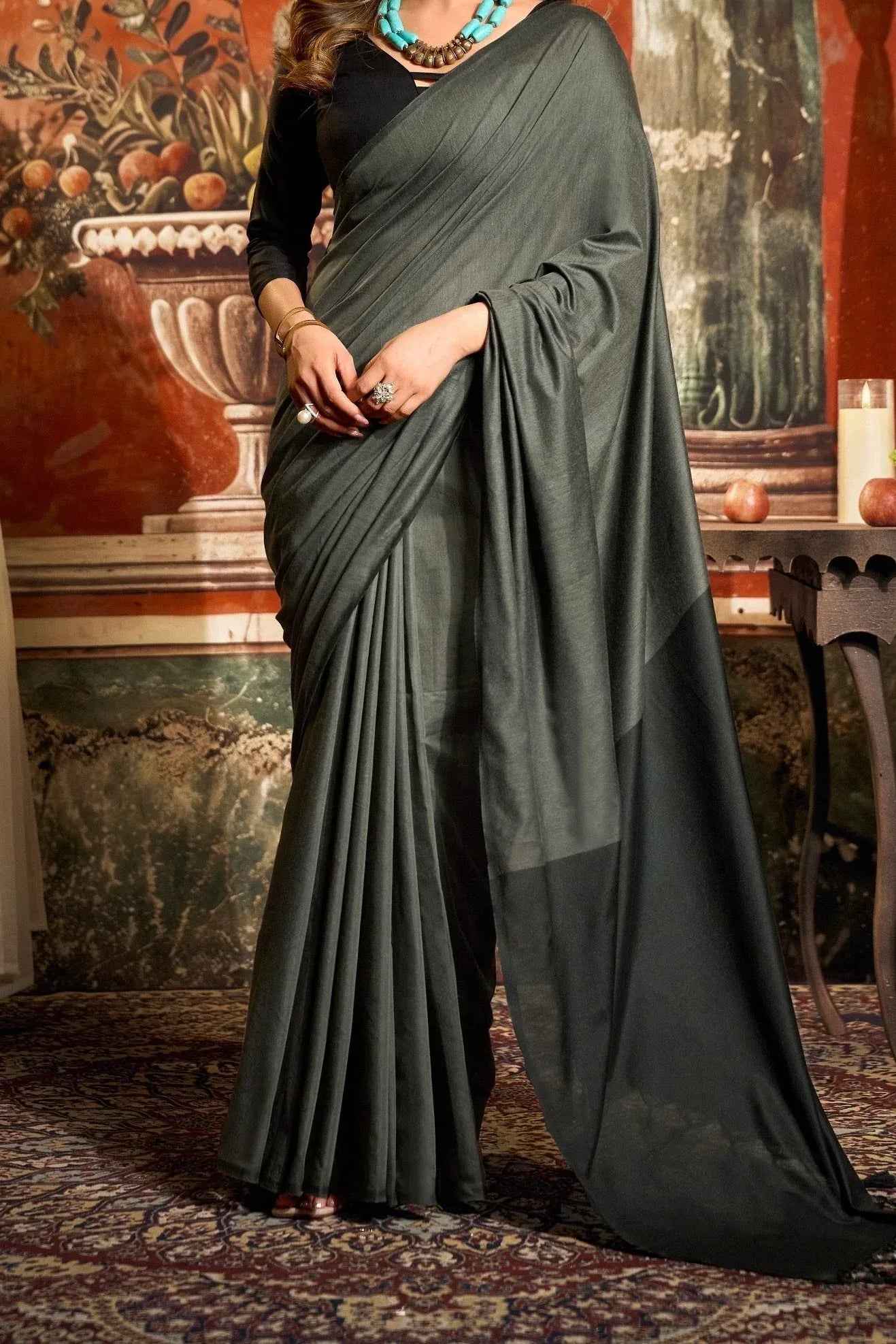 Riva Saree - saffron - silk - foj6c