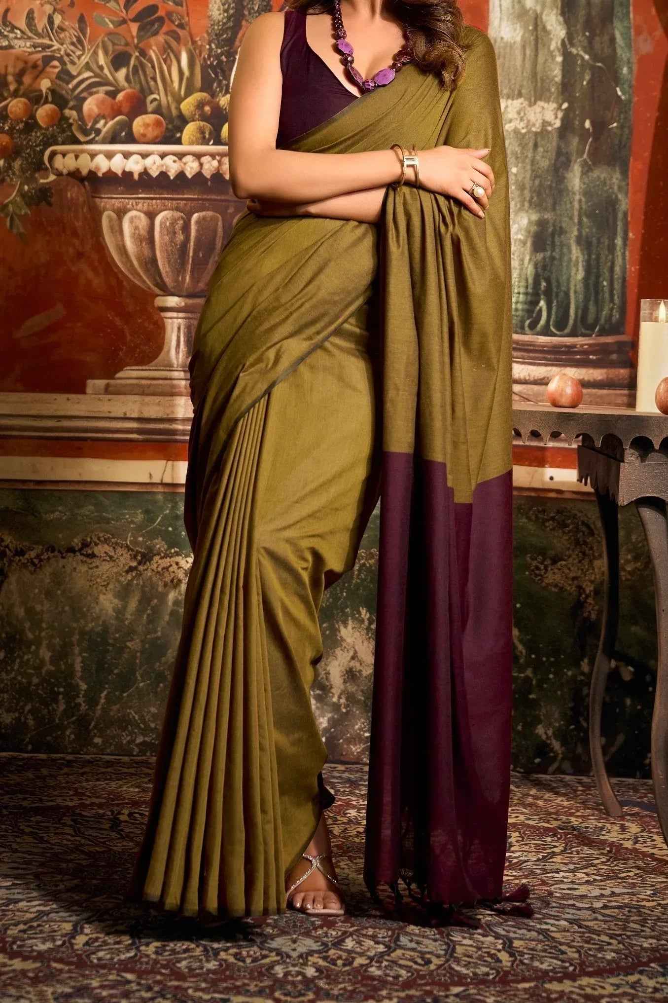 Riva Saree - saffron - silk - foj6c