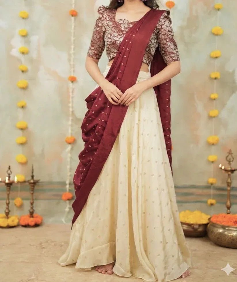 Tavi Saree - saffron - silk - foj6c