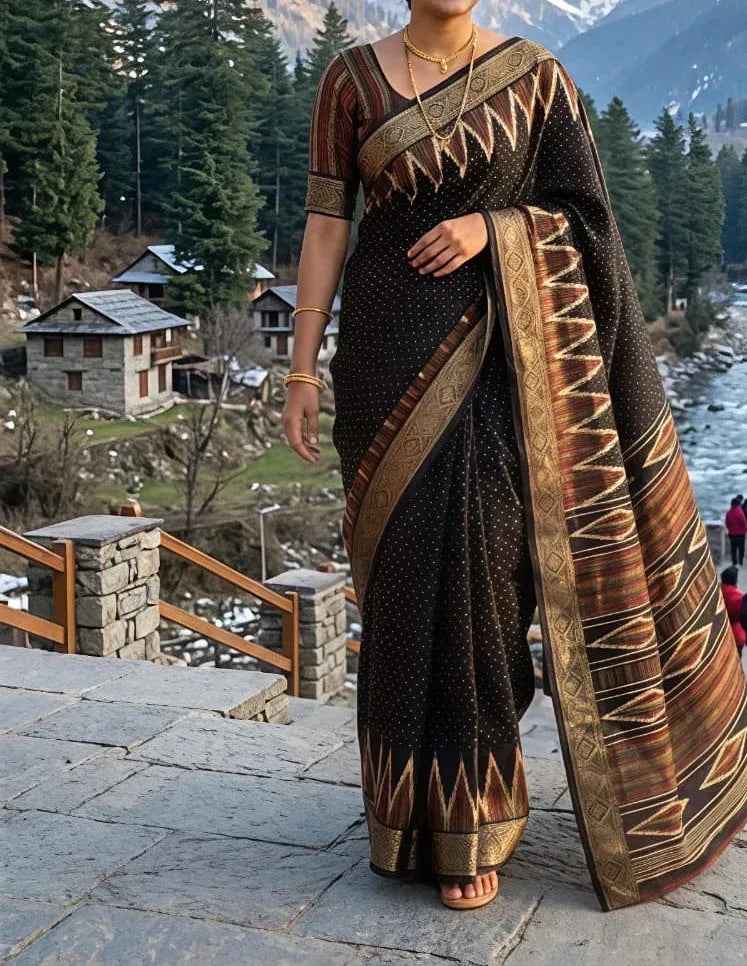 Urvi Saree - saffron - silk - foj6c