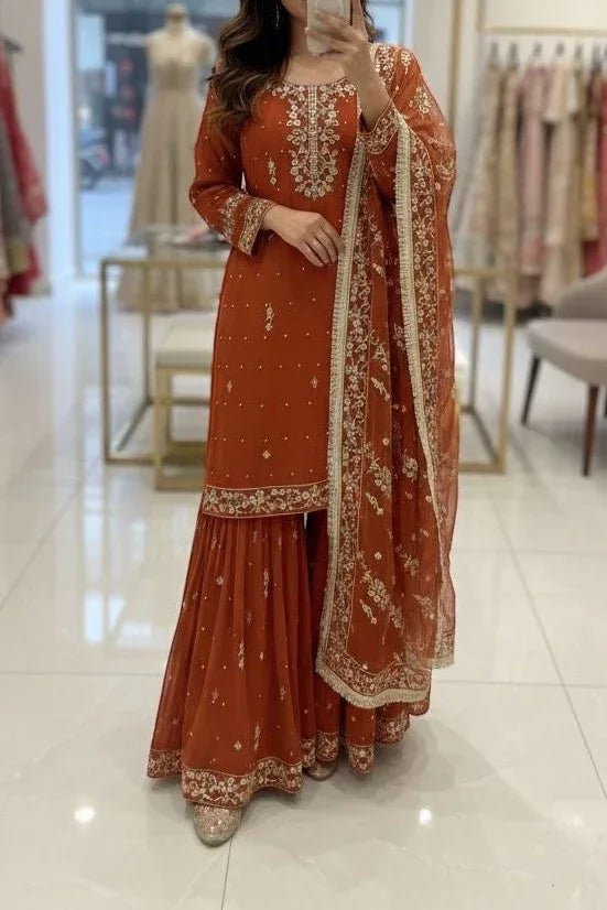 Vishi Sharara - saffron - silk - foj6c