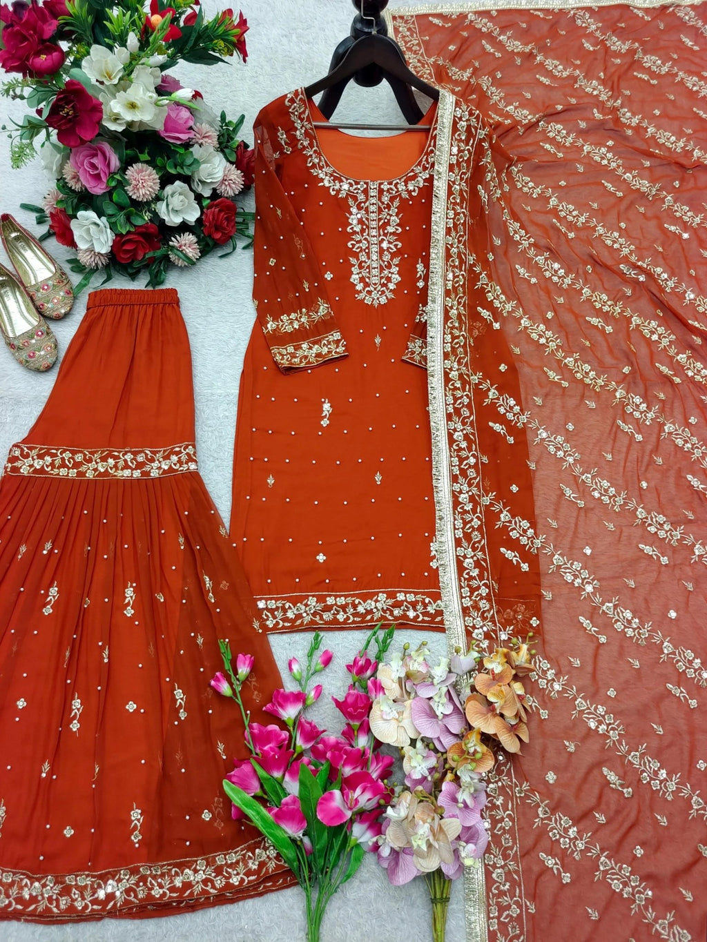 Vishi Sharara - saffron - silk - foj6c