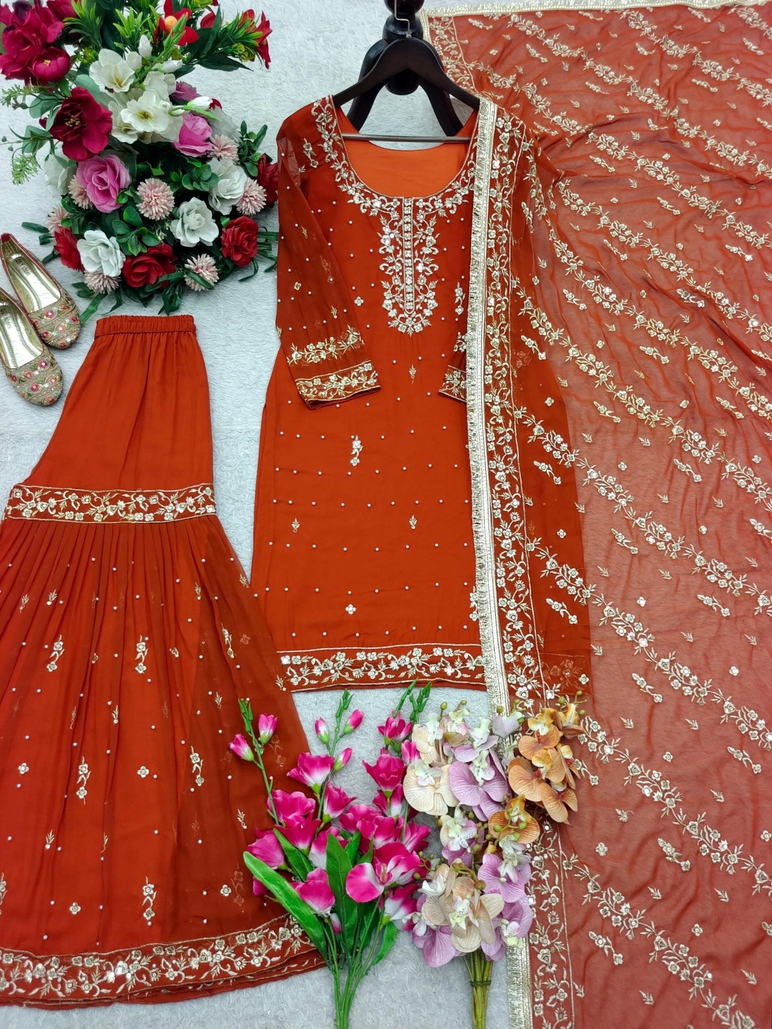 Vishi Sharara - saffron - silk - foj6c