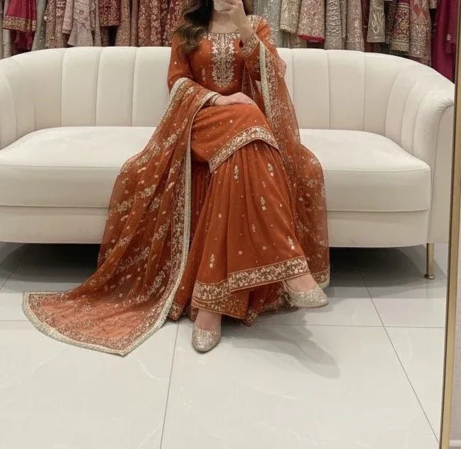 Vishi Sharara - saffron - silk - foj6c