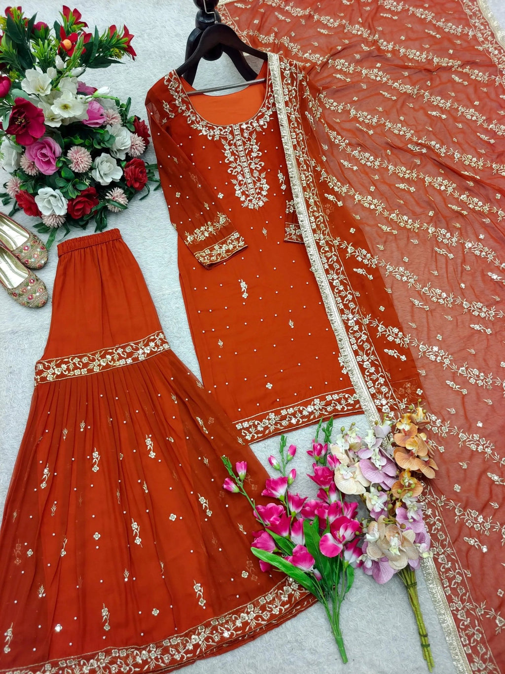 Vishi Sharara - saffron - silk - foj6c